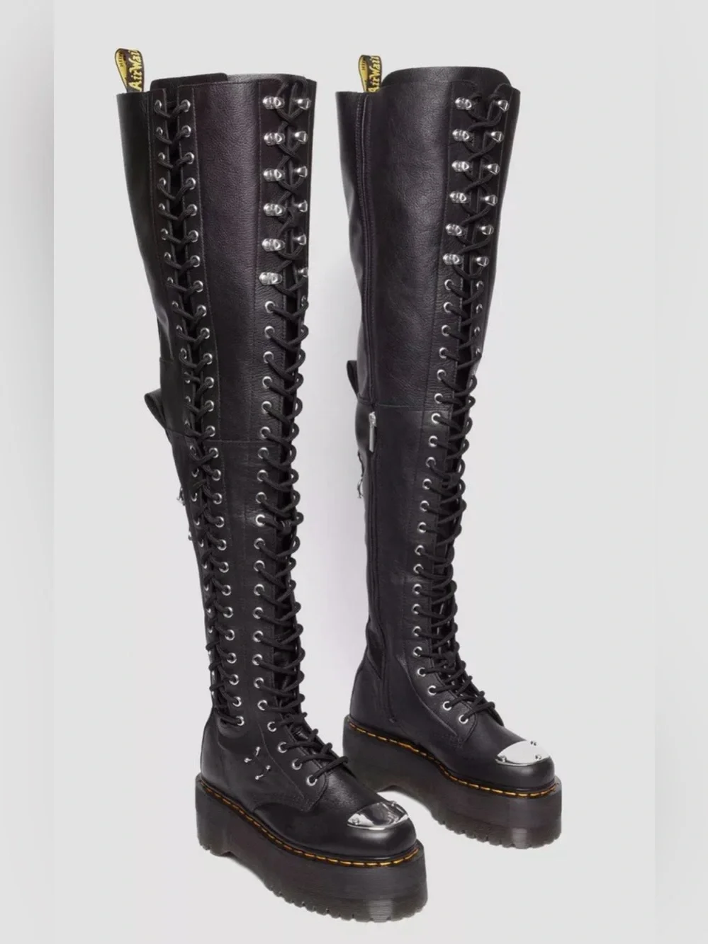 Dr. Martens 28-EYE EXTREME MAX VIRGINIA LEATHER KNEE HIGH BOOTS Size 5 NEW